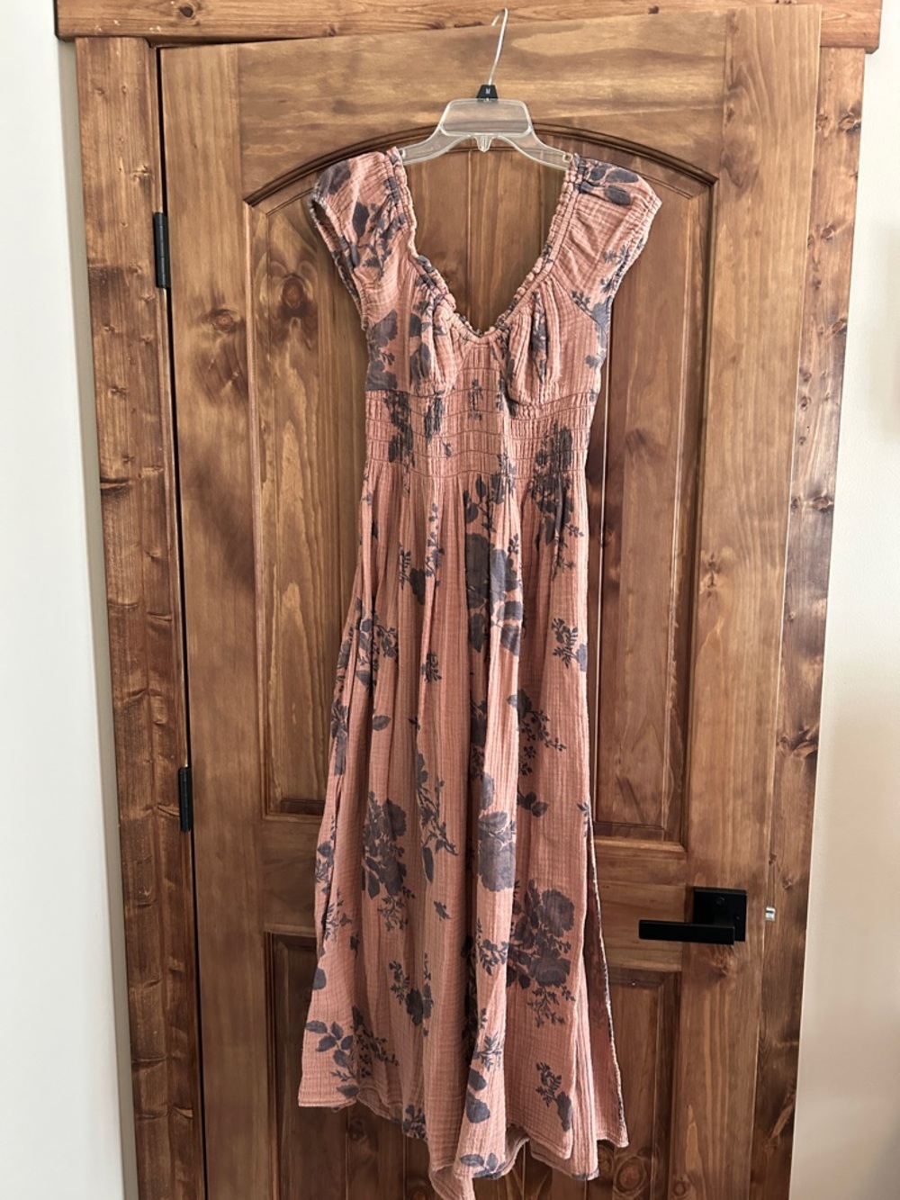 Free People Dusty Rose Floral Maxi Dress with Slate Print